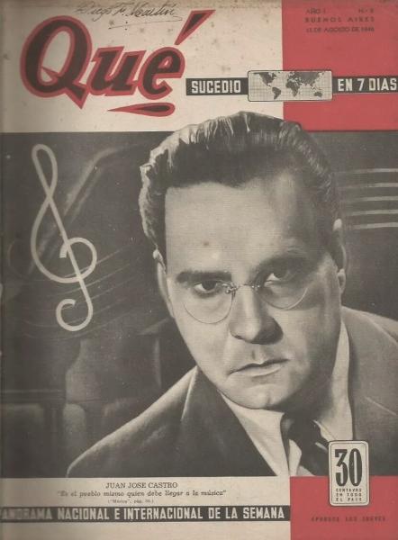 Juan José Castro on the cover of the "Qué!" magazine.