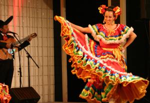 Dancer in colorful dress.